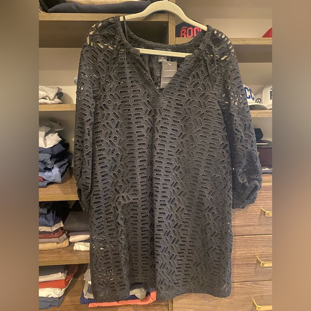 NWTS Club Monaco v neck eyelet dress